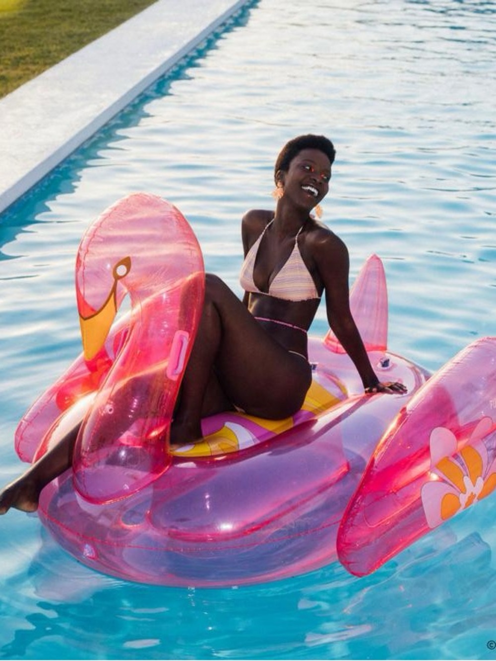 Barbie funboy X Pink Inflatable Pool Swan Float with Yellow Accents